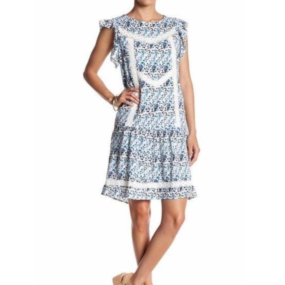 Romeo + Juliet Couture Floral Print Ruffle Detail Short Sleeve Dress NWT